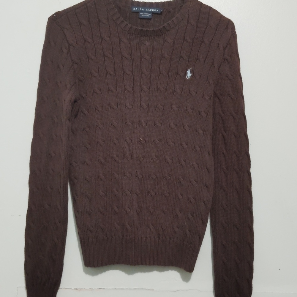 Vintage Ralph Lauren Small  Chocolate Cable Knit Sweater